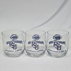 Penn State Nittany Lions Whiskey Glasses Set of 3 PSU Logo Rocks Glass NavyWhite